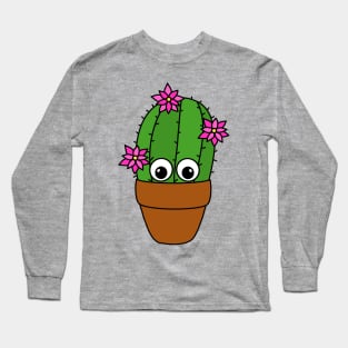 Cute Cactus Design #325: Cactus With Pretty Flowers Long Sleeve T-Shirt